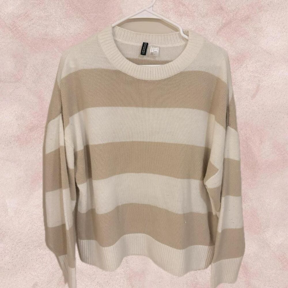 H-m Women's Cream and Tan Jumper